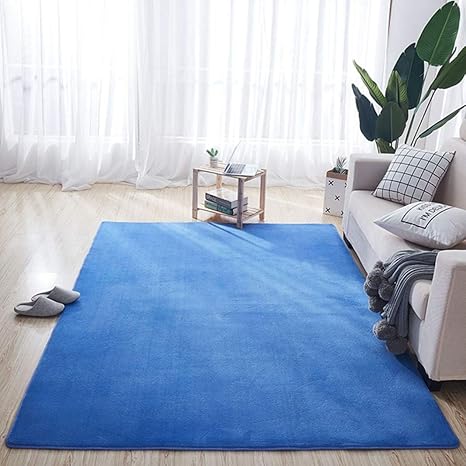 Amazon 洗える 短毛 冬用 50 80 ラグカーペット床暖房対応 絨毯 リビングラグマット 四角 マット 長方形 ヨガ ダンス用 子供腹ばい 防ダニ加工 丸洗い 床暖房ホットカーペット対応 お掃除やすい 北欧 スタイル ブルー 無地 雰囲気変わる ラグ カーペット オンライン通販