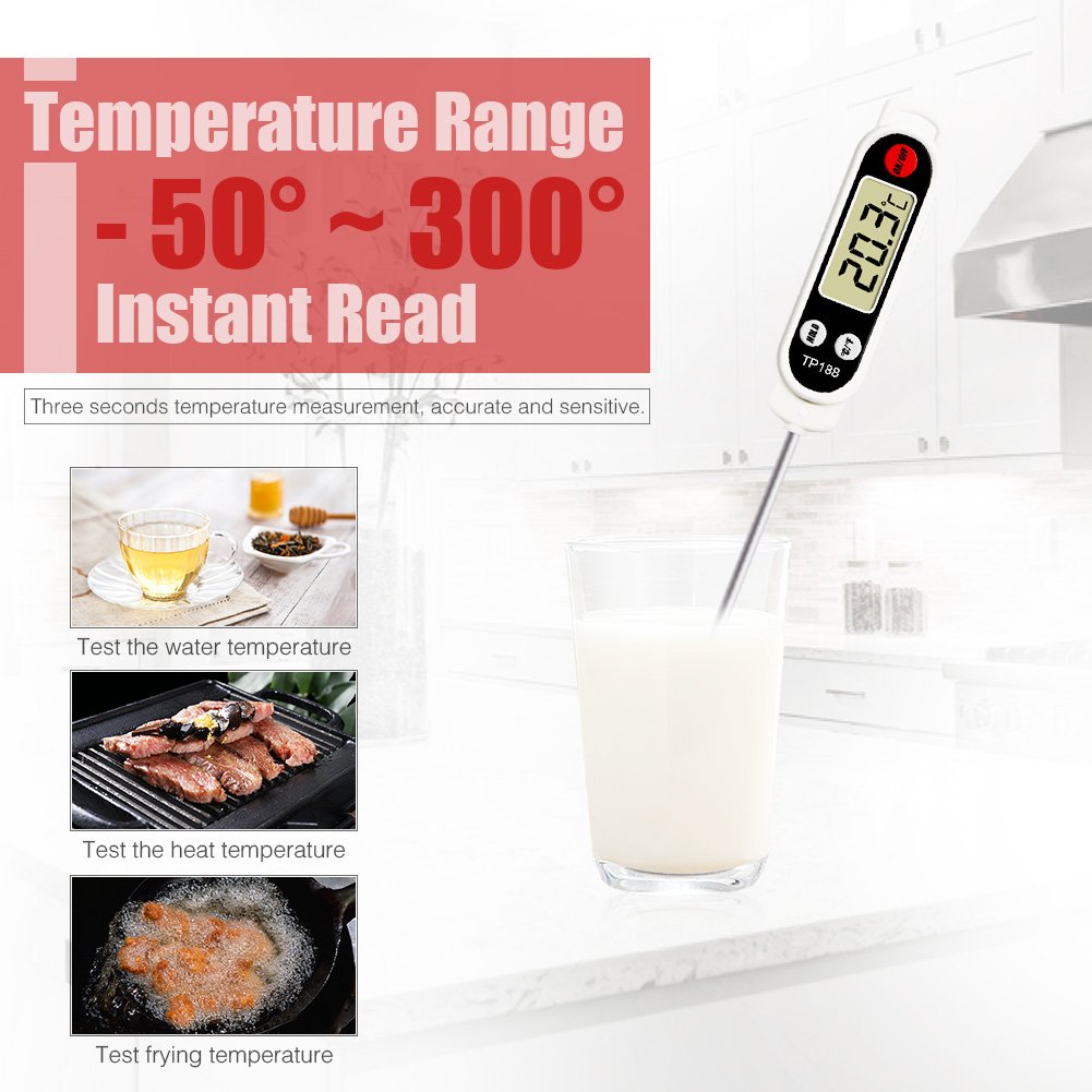 Amteker Fast Digital Meat Thermometer, Electronic Cooking Instant Read and Food Thermometer for Kitchen, BBQ, Poultry, Cooking, Baking (Battery Included)