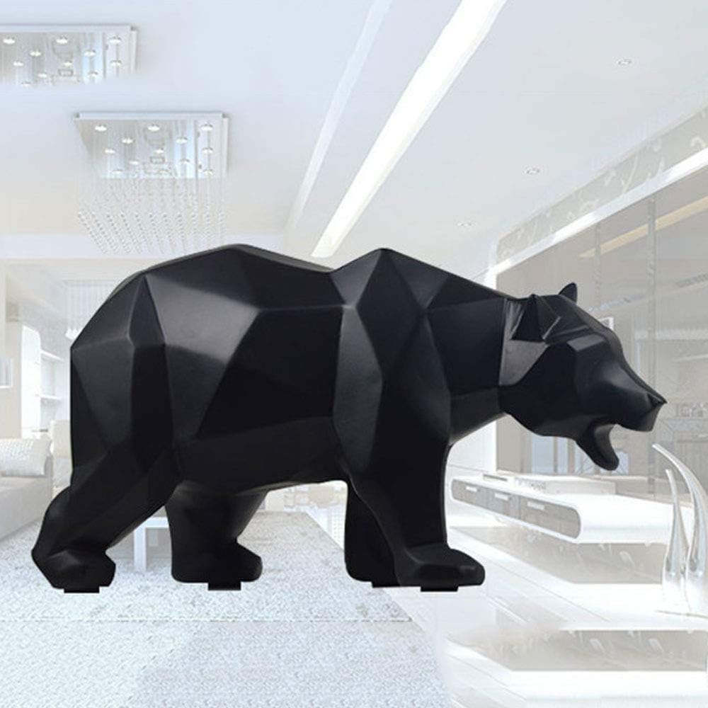 QWERWEFR Modern Resin Black Bear Statues Sculpture Decoration Geometric Crafts Gift TV Cabinet Office Statue For Decoration Garden Statue