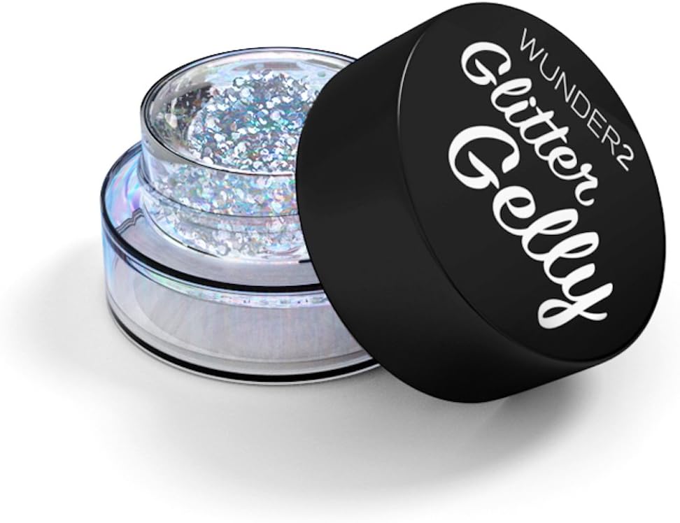 WUNDER2 GLITTER GELLY Long Lasting Glitter Gel - Face, Eye and Body Glitter Makeup, Diamond Color