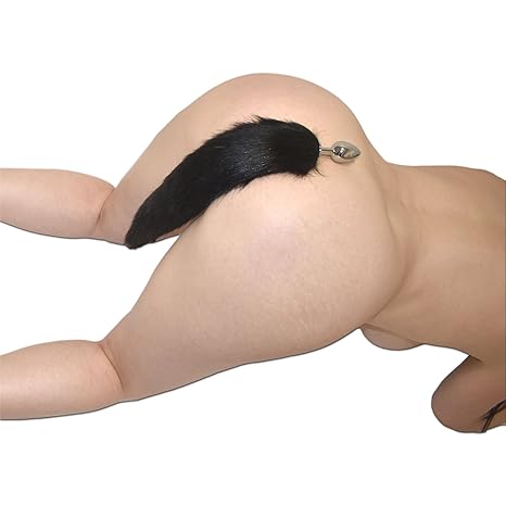 Puscheliger Fuchsschwanz Analplug mit Edelstahl Plug (schwarz)