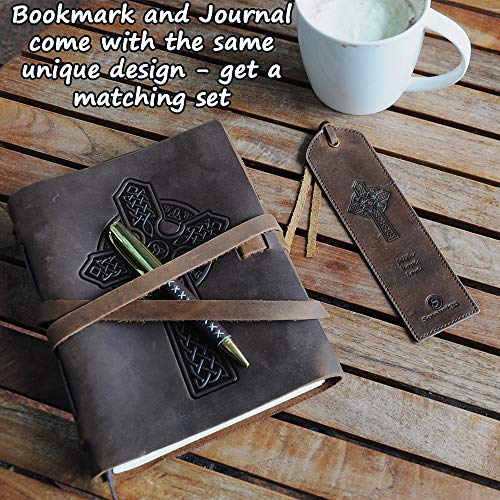Leather Bookmark Handmade with Cross Design - Pack of 2 Genuine Leather Book Marks - Perfect Bookmark for Men Women and Kids | Great Idea for Leather Gifts for Bookworms Writers Relatives and Friends