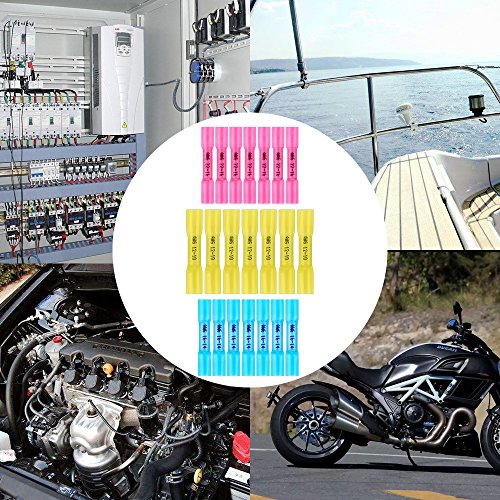 image for Haisstronica 200PCS Blue Heat Shrink Butt Connectors 16-14 Gauge-Insul