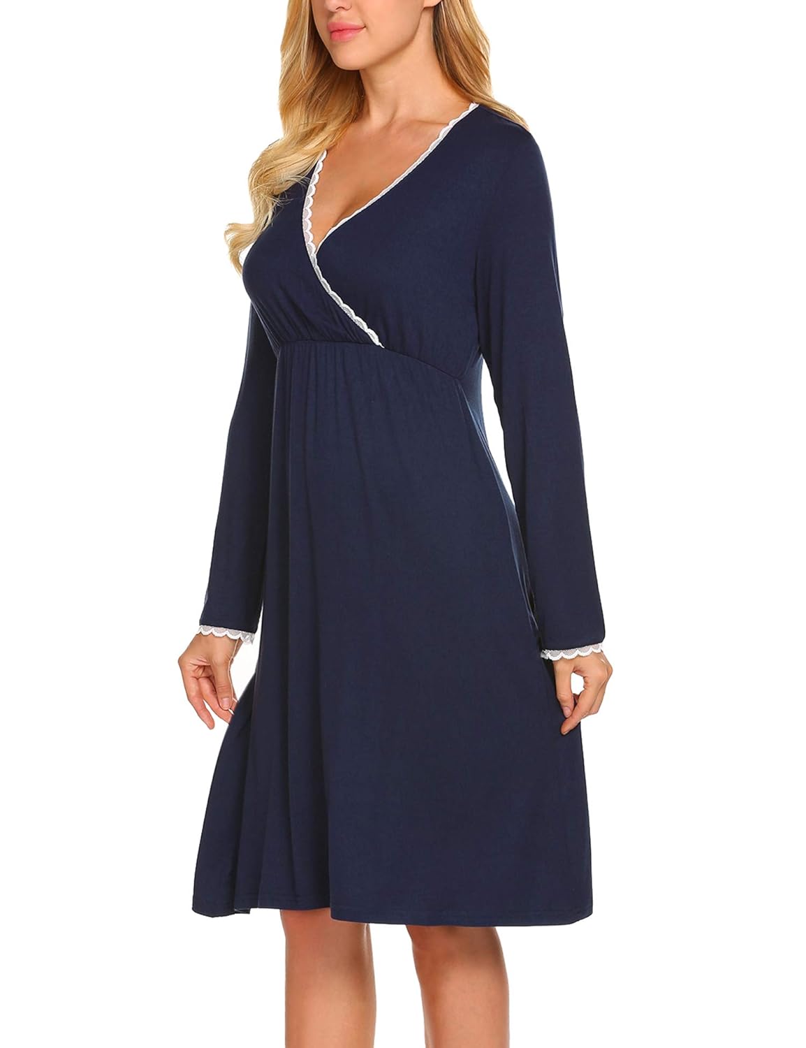 Maxmoda Femme Robe Rayee Maternite Nuisette Grossesse Chemise De Nuit Dallaitement Manche Longue S Xxl Bebe Puericulture Vetements Grossesse Et Maternite