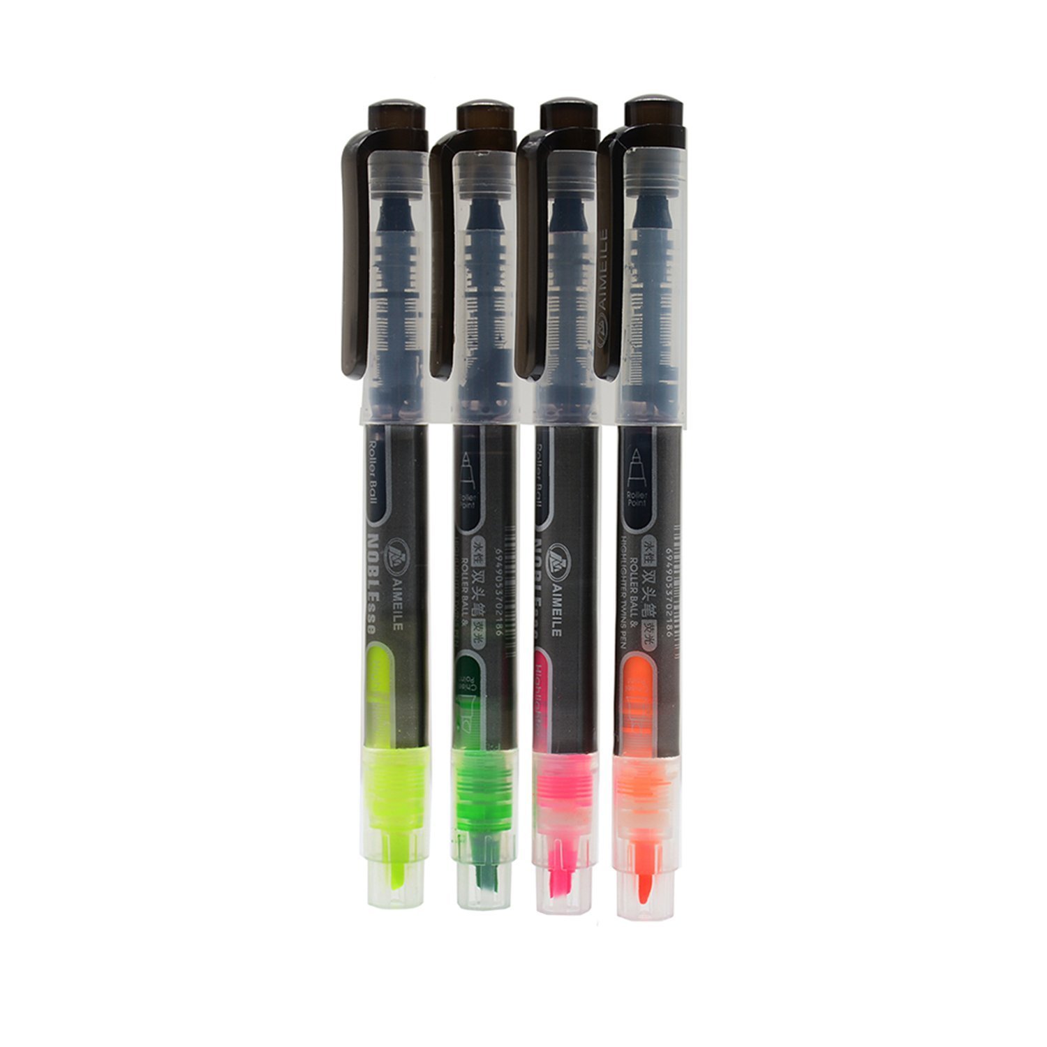 4 PCS DoubleHeaded Multifunctional Pen Included Roller Ball Pen and