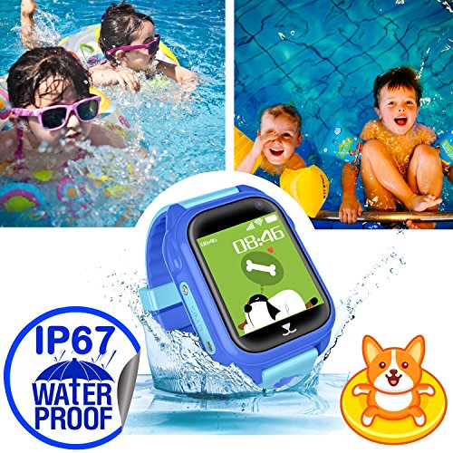iCooLive Waterproof IP67 Kids Smart Watch Accurate GPS Tracker with FREE SIM CARD for Kid Boys Girls Smartwatch Phone watch Game watch with SOS Call Camera Electronic Learning Toys Birthday Gift