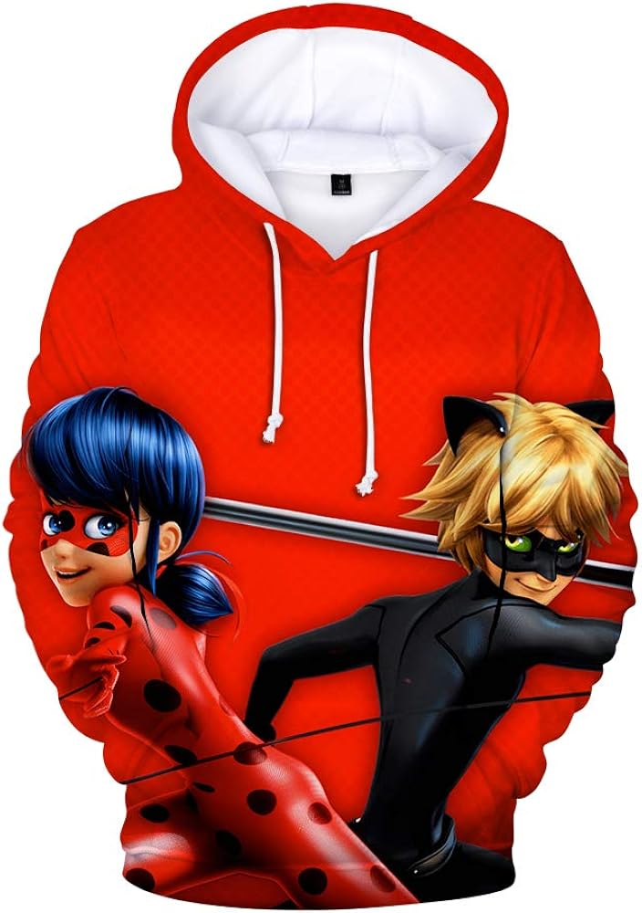 Khfkerojr Miraculous Ladybug Pullover Sweat A Capuche 3d Cartoon Imprime Pull Automne Hiver Tops Vetements Parent Enfant Unisexe Color A01 Size 175 Amazon Fr Vetements Et Accessoires