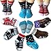 Kakalu Todder 6 Pairs Non Sikd Shoe Socks Infant Baby Boy Anti Slip Cotton Cozy Ankle Low Cut Footsocks Sneakers Crew Walker Socks with Grips for 12-24 Months