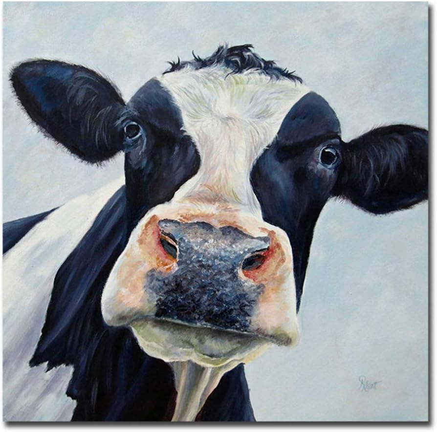LIPENGYU Print on Canvas Modern Cute Cow Wall Art Picture Printed