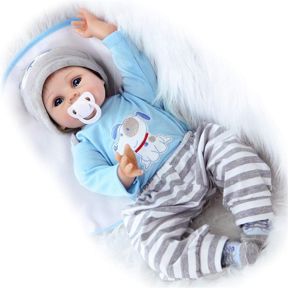 ZIYIUI 22 Inch Lifelike Reborn Baby Dolls Boy Realistic Handmade Silicone Babies Kids Toys Gifts, Multicolor, 55 cm (22 pouces) - Image 4