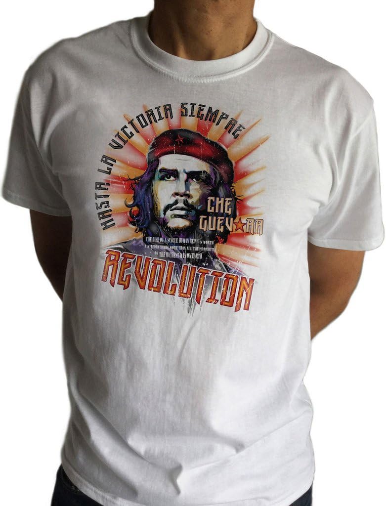 Mens White T-Shirt Che Guevara Face Image Comrad -Viva La Revolution Retro Political TS895