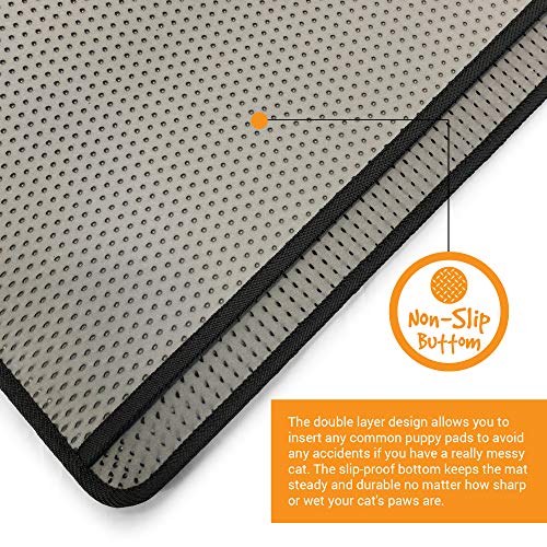 Pet Craft Supply Premium Durable Double Layer Cat Litter Mat Trapper Water Resistant Scatter Control Easy Clean Light Weight EVA Foam Rubber Honeycomb Design Large Size (24X30) - Thumbnail 3