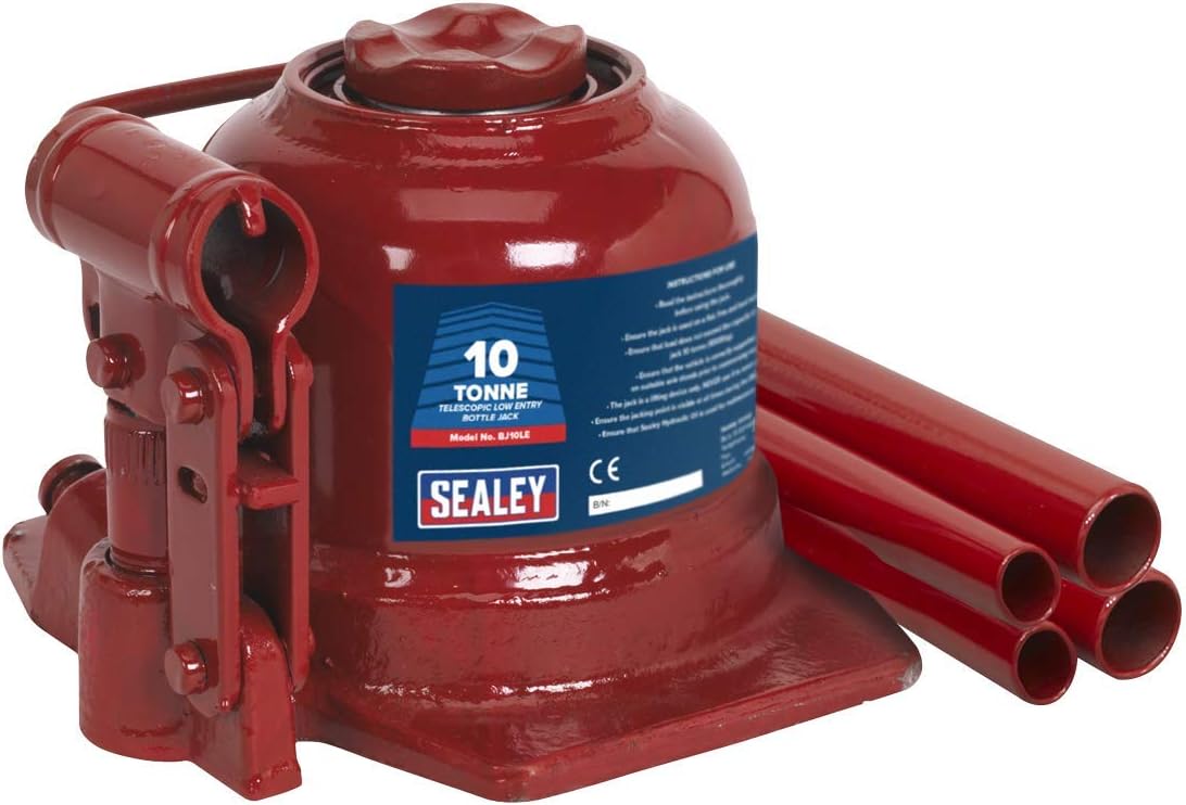 Sealey Bj10Le Bottle Jack 10Tonne Low Entry Telescopic, White, 183mm x 197mm x 149mm - Image 3