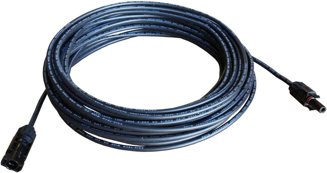 WindyNation 10 Gauge 10 AWG One Pair 20 Feet Black + 20 Feet Red Solar Panel Extension Cable Wire Solar Connectors: Garden & Outdoor