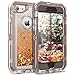 Dexnor iPhone 8 Case, iPhone 7 Case, Glitter 3D Bling Sparkle Flowing Liquid Case Transparent 3 in 1 Shockproof TPU Silicone + PC Protective Defender Cover for iPhone 8/7/6s/6 - Light Brown