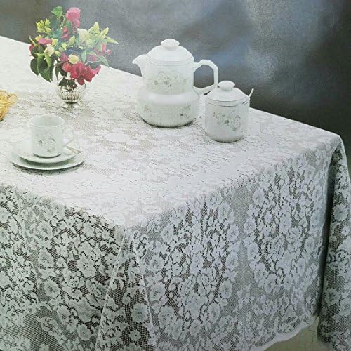 AdonisUSA 52 x 70 Inch Imperatriz Style Fine Lace Tablecloth, Table Topper White and Beige. (Beige, 52"x70" Oblong)