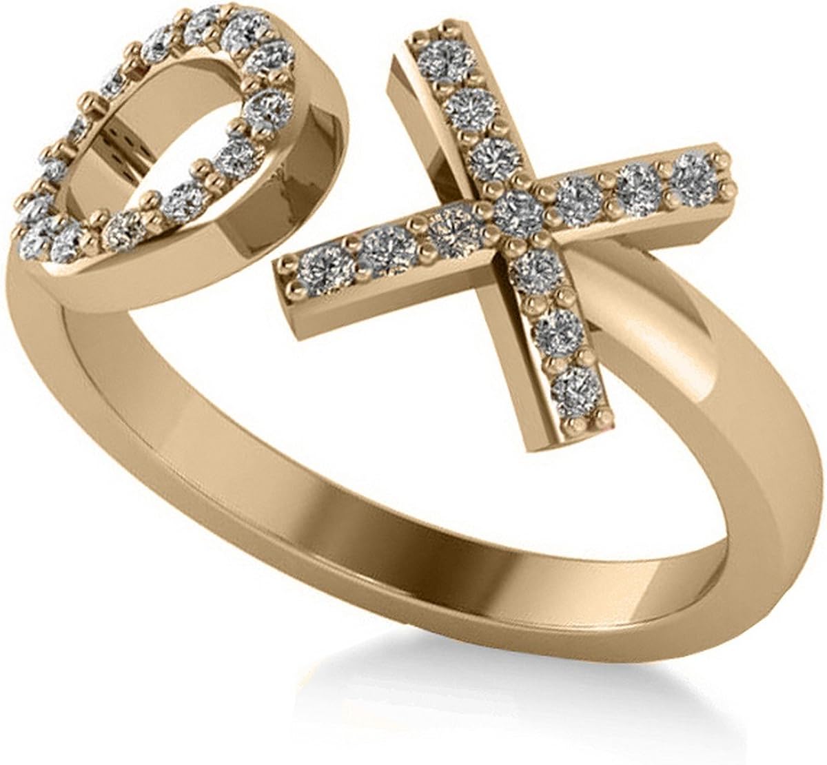 Diamond Hugs and Kisses XOXO Fashion Ring 14k Yellow Gold (0.27ct