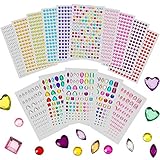 Apipi 15 Pack Christmas Colorful Self-Adhesive Crystal Rhinestone Sticker Sheet - 2005 Pcs Assorted Size Jewel Stickers for Christmas Decoration DIY Crafts Nail Makeup