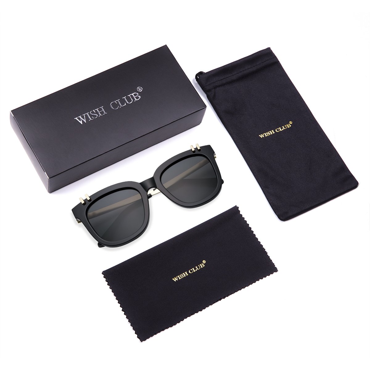 WISH CLUB Fashion Mirrored Polarized Square Sunglasses for Women