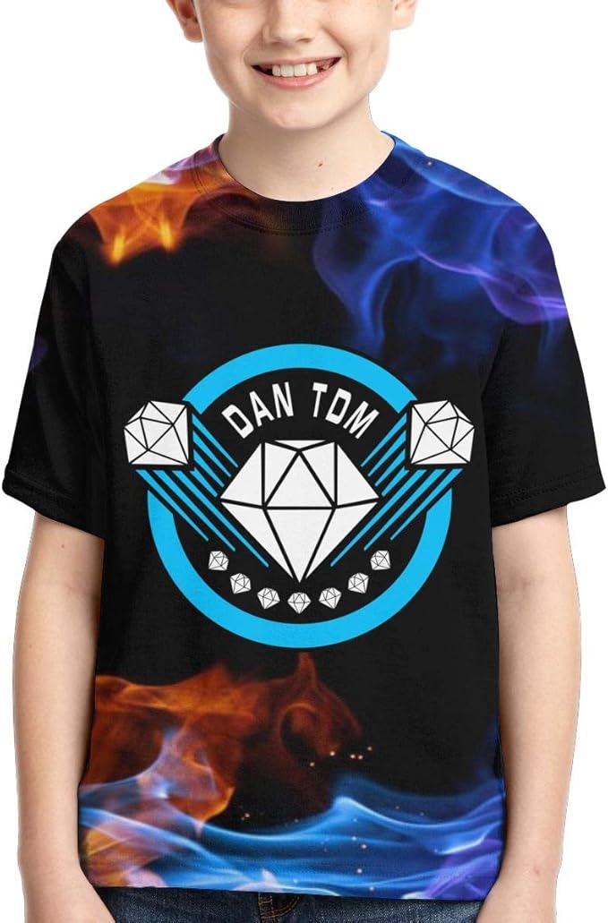 Amazon Com Teen Youth Boys Dantdm Dan Tdm Diamond Logo Merch T Shirttee Shirts For Teens Boy Short Sleeve Apparel Tshirt Black Clothes Clothing