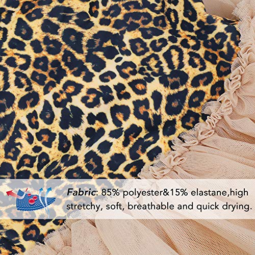 Baby Toddler Girl Swimsuit Unicorn Tutu Skirt Swimwear -One Piece Princess Swimwear Infant Bathing Suits for Girls Kids (Leopard Tutu, 2-3T)