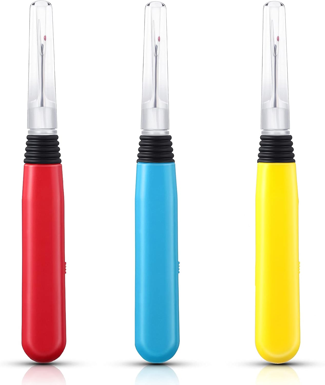 3 Pieces Seam Ripper Tools with Light, Handy Stitch Removal Tool Sewing Thread Remover Cutter Stitch Opener LED Light Seam Ripper Sewing Tools for Sewing Crafting Removing Threads, 3 Colors