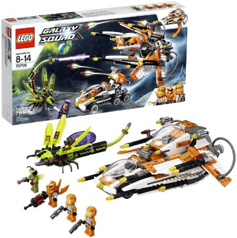 Lego Year 2013 Galaxy Squad Series Vehicle Set #70705 - BUG OBLITERATOR with Moveable and Opening Cockpits, Flick Missiles, Cocoon and Laser Guns Plus Dragonfly Ship and 4 Minifigures: Jack Fireblade, Ashlee Starstrider, Robot Sidekick and Winged Alien Mosquitoid (Total Pieces: 711)