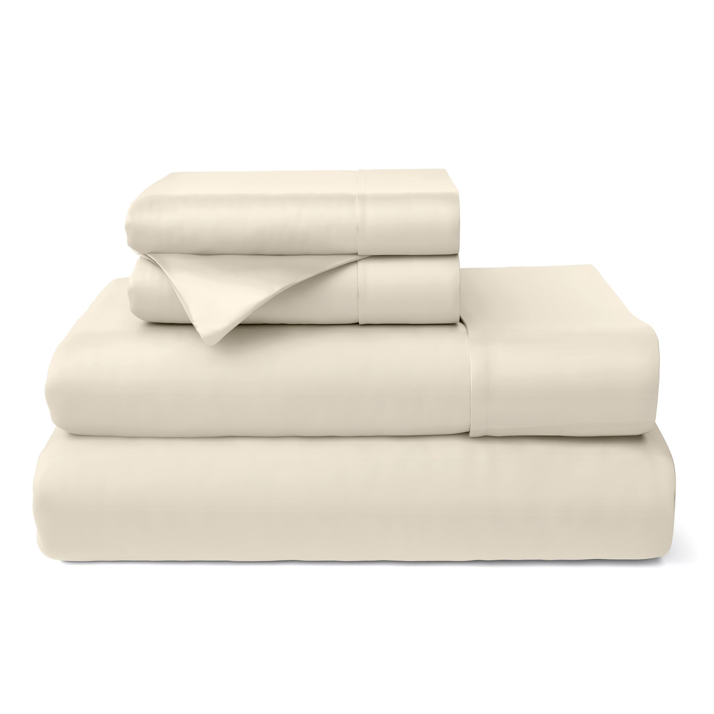 Photo 1 of Cosy House Collection 100% Rayon Derived from Bamboo Bed Sheet Set - Cooling, Breathable, Silky Soft 5-Piece Deep Pocket Bedding Set (Split King, Cream)