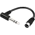 PNGKNYOCN 1/4 Inch to DIN 5 Pin Cable 90 Degree 6.35mm Male to MIDI 5Pin Male TRS Stereo Audio Cable for Speaker, Amplifier, Mixe, MIDI Keyboard etc (20 cm)