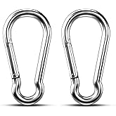 Large Carabiner Clip Hooks, 2pcs 4 inch Carabiners Heavy Duty, 304 Stainless Steel Spring Snap Hook Fits Camping Hanging Hiking Weight Lifting, Metal Clips for Rope or Chain