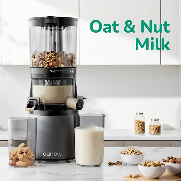 CANOLY C16 COLD PRESS JUICER, 6″ EXTRA WIDE FEED CHUTE, 3-IN-1 STRAINERS (JUICE & SORBET & NUT MILK), POWERFUL AC BRUSHLESS MOTOR, SELF PRECUT SYSTEM, JUICER MACHINES WITH BPA-FREE (SPACE GRAY)