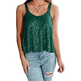 Febriajuce Women's Sequin Tank top Sleeveless Camisole Vest Tank Tops Shining Shirts
