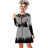 Deerose Women Halloween Dress with Pockets Funny Long Sleeve Outfits