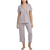 BCBGMAXAZRIA womens Pajama Set Short Sleeve Notch Collar With Pants