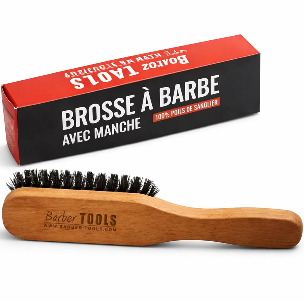 Beard and mustache brush. 100% wild boar hair. Ideal for the use of oil, balm and all beard care (18,50X3,60X2,80cm) - BARBER TOOLS