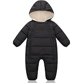 BYFRI Baby Snowsuit Infant Winter Jumpsuit 0-24M Toddler Footed Jacket Unisex Warm Hooded Outfit Thick Fleece Coat