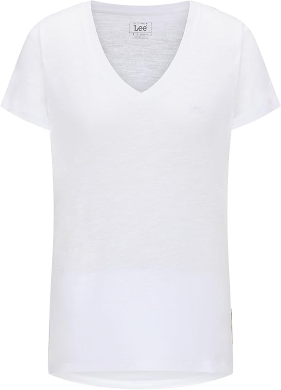 - Tee Shirt Femme - Coupe Regular - V Neck Tee - Blanc Éclatant