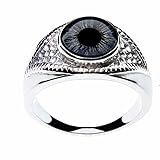 Steel Dragon Unisex Blue Glass Eye Ring in an