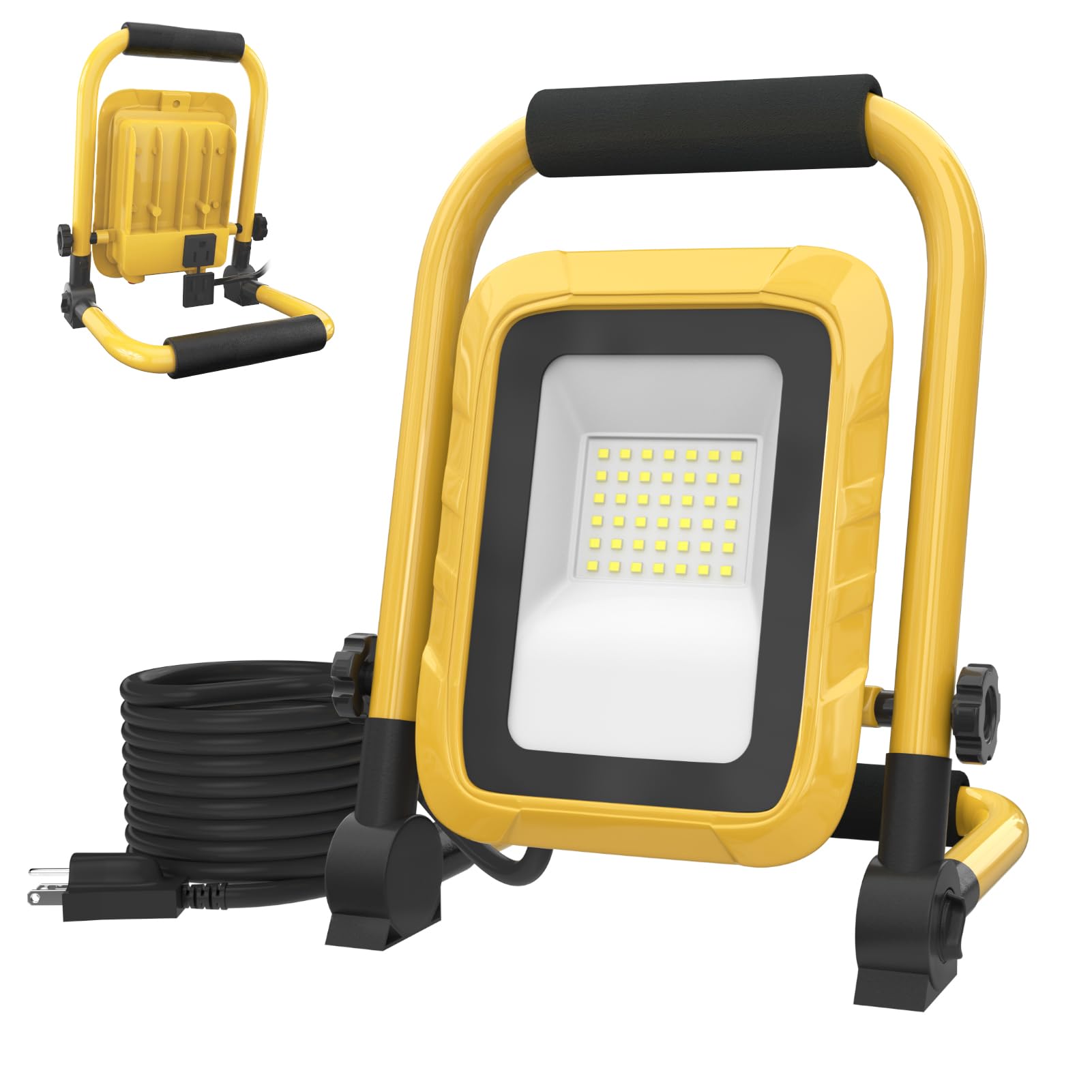Photo 1 of LHOTSE 5000LM LED Work Light, 30W Portable Flood Light with Socket, Outside Work Lights with Stand, Angel Adjustable Worklight for Workshop Garage,Construction Site, IP54 Waterproof