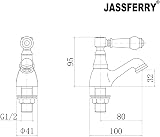 JASSFERRY Pair of Basin Taps Hot Cold White Ceramic Handle 1/4 Turn Chrome Set view 2