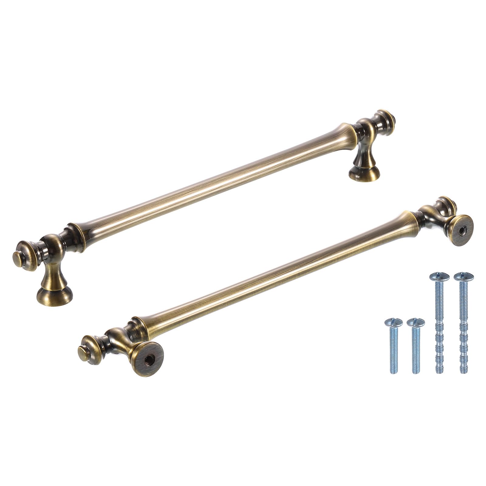 Uxcell 6pcs Brushed Vintage Brass Kitchen Knobs, Kitchen Drawer Handles Zinc Kitchen Dresser Knobs Drawer Straight Knobs Hardware Pulls 7-3/5 inch(19.2cm) for Kitchen Cupboard