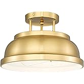zeyu 2-Light Vintage Flush Mount Light Fixture, Semi Flush Ceiling Light Fixture for Bedroom Kitchen, Metal Dome Shade in Bru