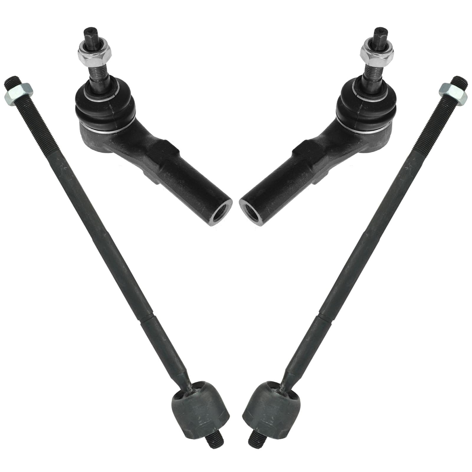 TRQ Inner and Outer Driver and Passenger Side Tie Rod Set 4 Piece Compatible with 2000-04 Dodge Dakota Rear Wheel Drive 2000-03 Dodge Durango Rear Wheel Drive Image