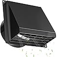 Hon&Guan Dryer Vent Cover Outside with Removable Mesh, Wall Mount Extractor Vent with Rubber Cushioned Non-Return Flap, Stainless Steel Outside Dryer Vent Cover for House (Black, 4 Inch)