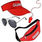 4 Pcs Guard Costume Set Include Hat Fanny Pack Whistle with Lanyard and Sunglasses for Adults Beach Dress Up