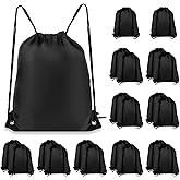 COIDEA Drawstring Backpack 20Pcs Drawstring Bags, Draw String Back Bag Drawstring Bags Bulk for Sports, Gym, Travel, Swimming, Beach (Black)