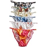 Yavorrs 6Pieces Women's Silk String Panties Bikini Flower Size S-XXL(26-41")