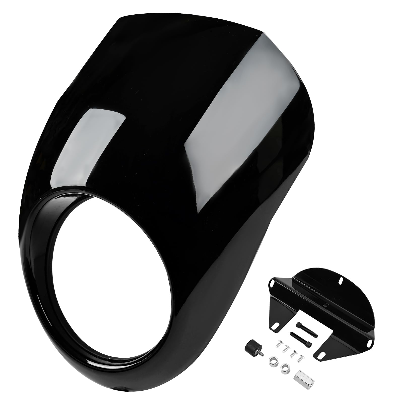 Photo 1 of AILMOTO Motorcycle Front Fairing Headlight Front Cowl Compatible for Harley Davidson Sportster Dyna XL/FX with 39mm Narrow Glide Forks 1973-2024, Glossy Black