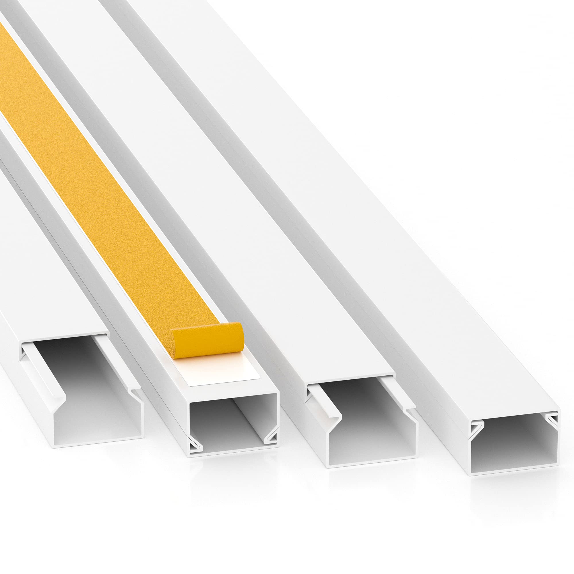 CILSON 10 m Cable Ducts, Self-Adhesive, 2.5 x 1.6 x 100 cm, 10 x 1 m Cable Duct, White, Foam Tape, Cable Cover, Various Sizes