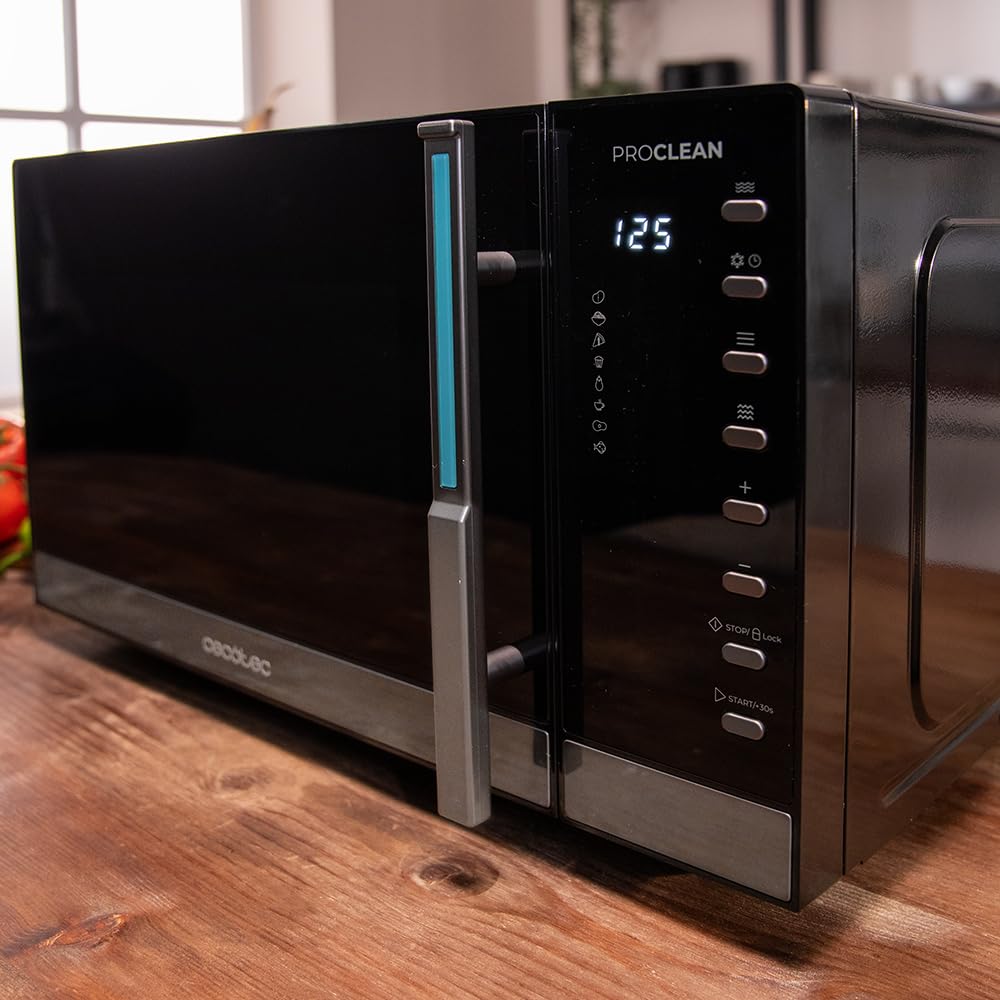 Cecotec Proclean 5130 Digitale Mikrowelle mit Grill, 23 l, 800 W und 1000 W Grill, Gleichmäßiges Kochen, 5 Leistungsstufen, Auftaufunktion, Timer 60 Minuten, Drehteller 285 mm 9